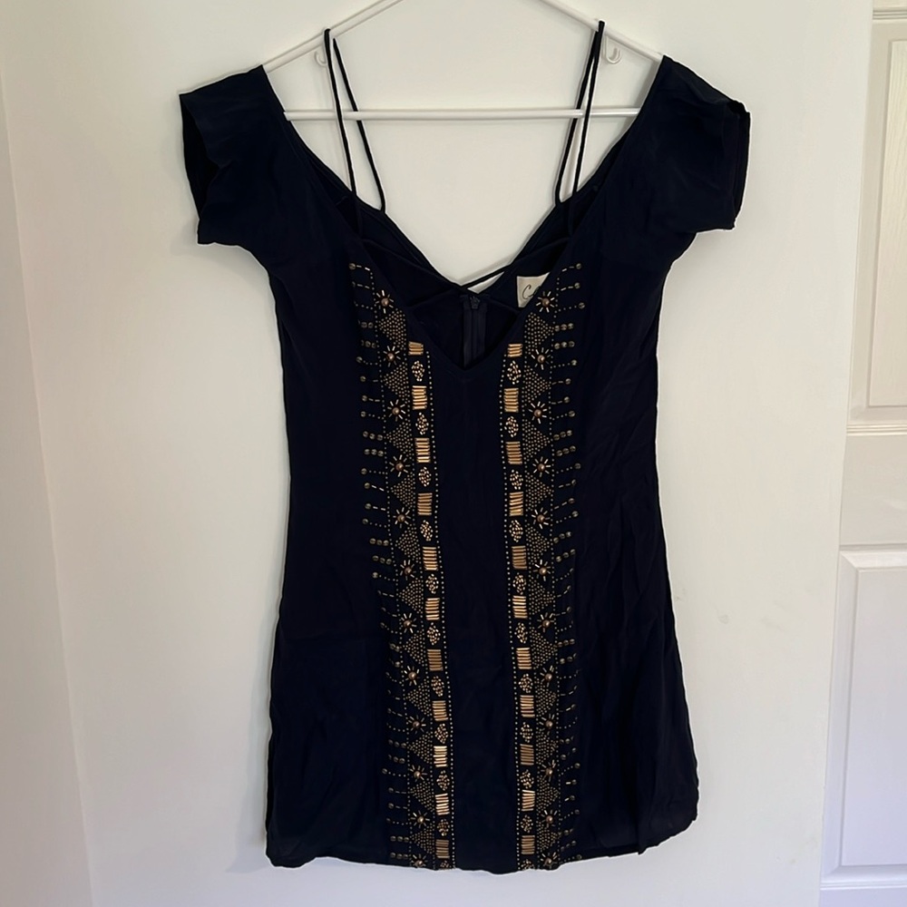 New with tag, Cleobella *NAVY*  zip up dress with beautiful bead detail.